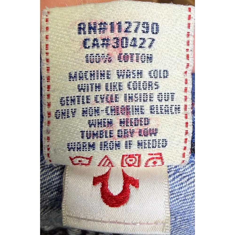 True Religion Men's Straight Jeans Size 36x32 Denim World Tour USA Buddha